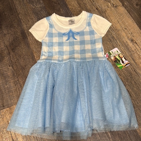 Blue and White Checkered Dress with Tulle Skirt - Picture 1 of 7